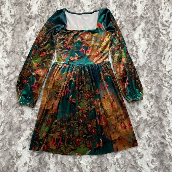 Blackmilk Dresses & Skirts - BlackMilk Midsummer Night Fairies Velvet Squared Up Bishop Longline Dress